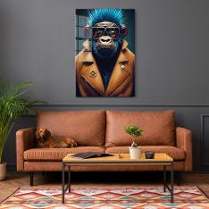 WALL ART STUNNING GLASS HIPSTER APE PUNK MONKEY WALL HANGING